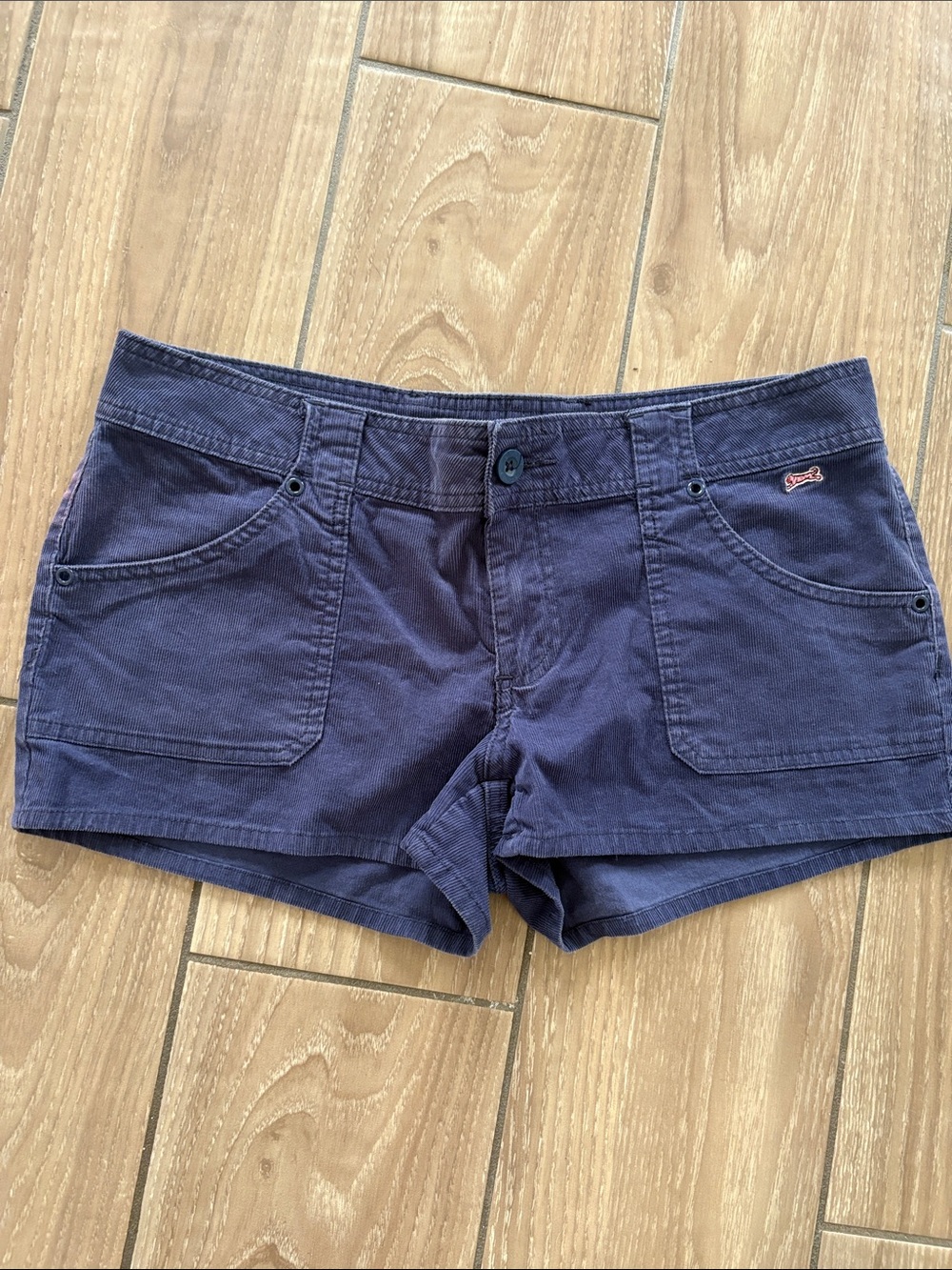 Vintage 1990s Le Tigre Shorts Navy Blue Womens Juniors 11 Y2K Preppy Pink Tiger